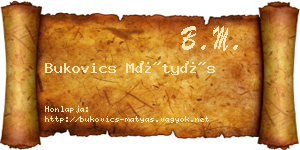 Bukovics Mátyás névjegykártya